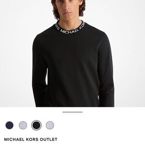 Michael Kors Black Crewneck Sweater with White Logo Trim